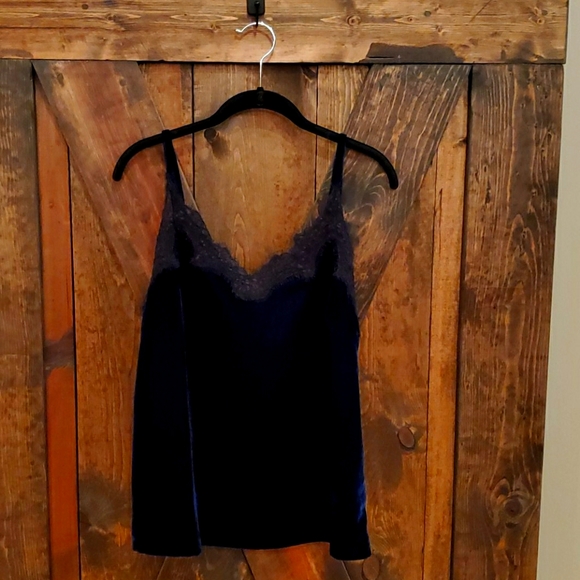 Blue Velvet Lace Trim Cami Tank - Picture 1 of 2